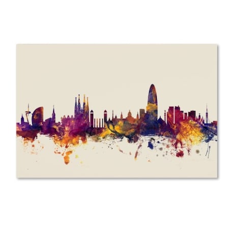 Michael Tompsett 'Barcelona Spain Skyline' Canvas Art,16x24